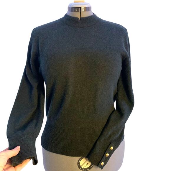 The Limited Dark Green Lambswool Angora Long Sleeve Sweater, Gold Buttons Size M - Picture 1 of 9